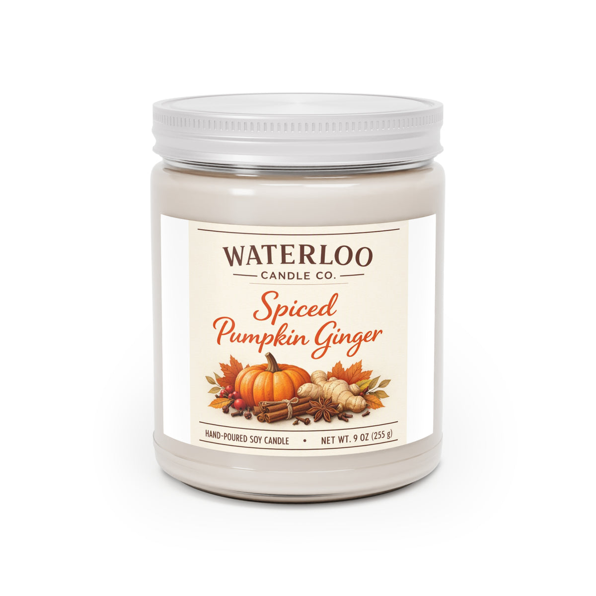 Waterloo Candle Co — Spiced Pumpkin Ginger (9 oz Soy Candle)